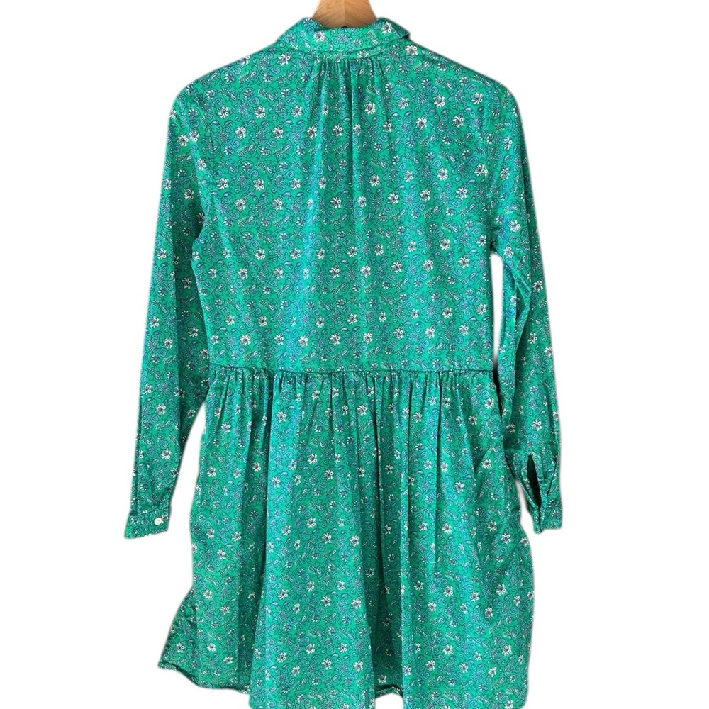 J. Crew Factory Green Floral Mini Shirt Dress - Picture 10 of 11